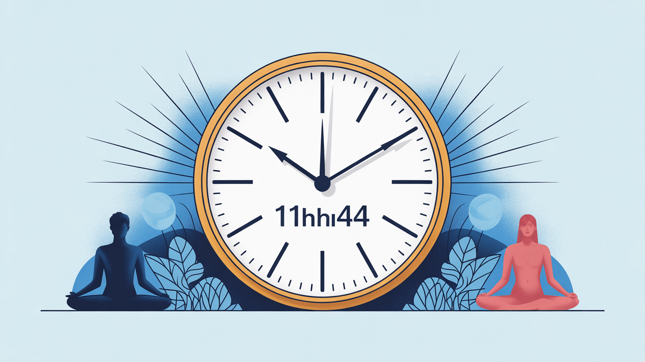 Illustration 11h44 evozen, montre équilibre, énergie et inspiration