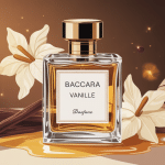 Illustration vectorielle du parfum baccara vanille flacon et vanille