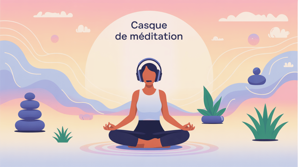 casque meditation connecté ambiance zen illustration