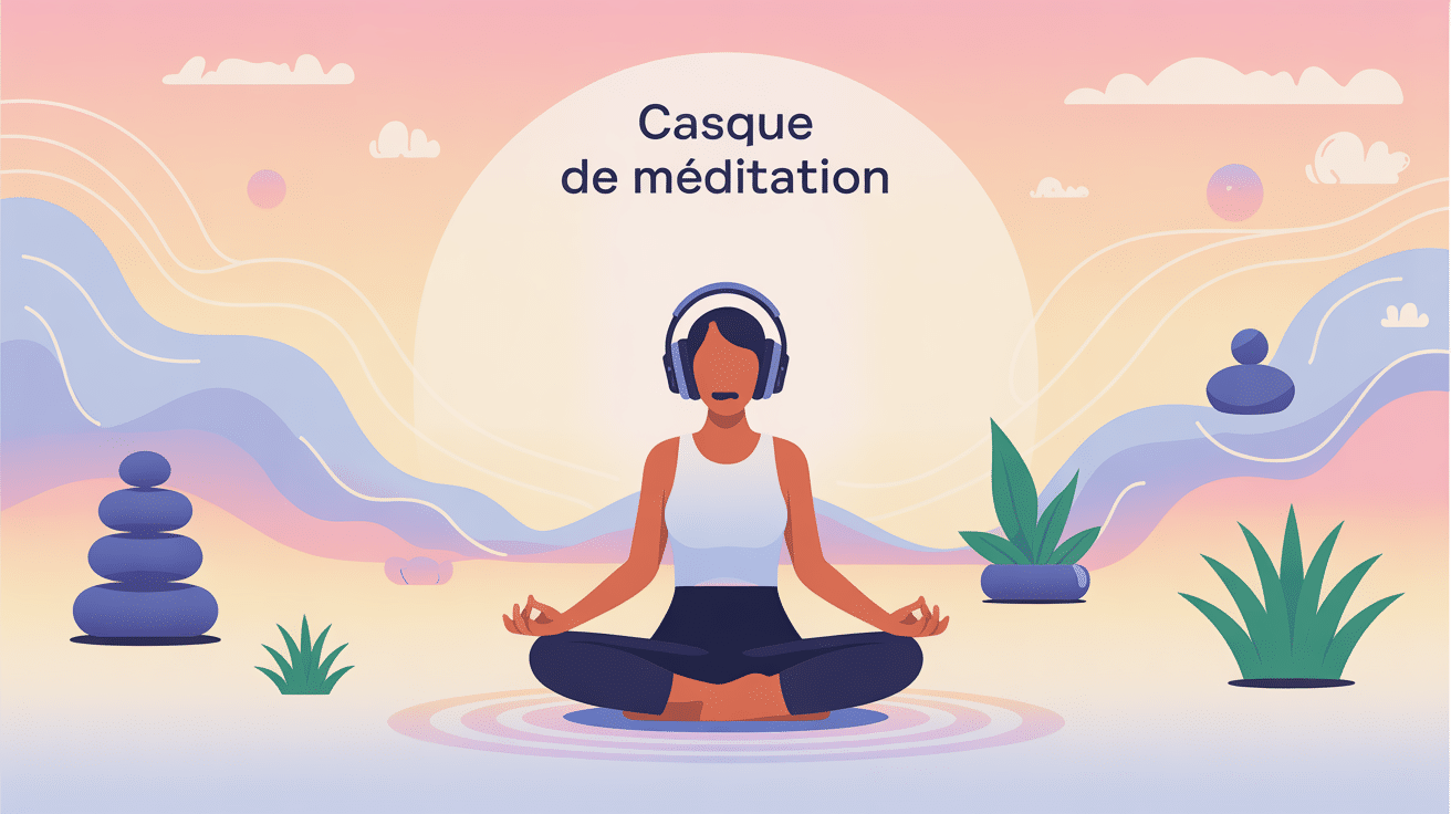 casque meditation connecté ambiance zen illustration