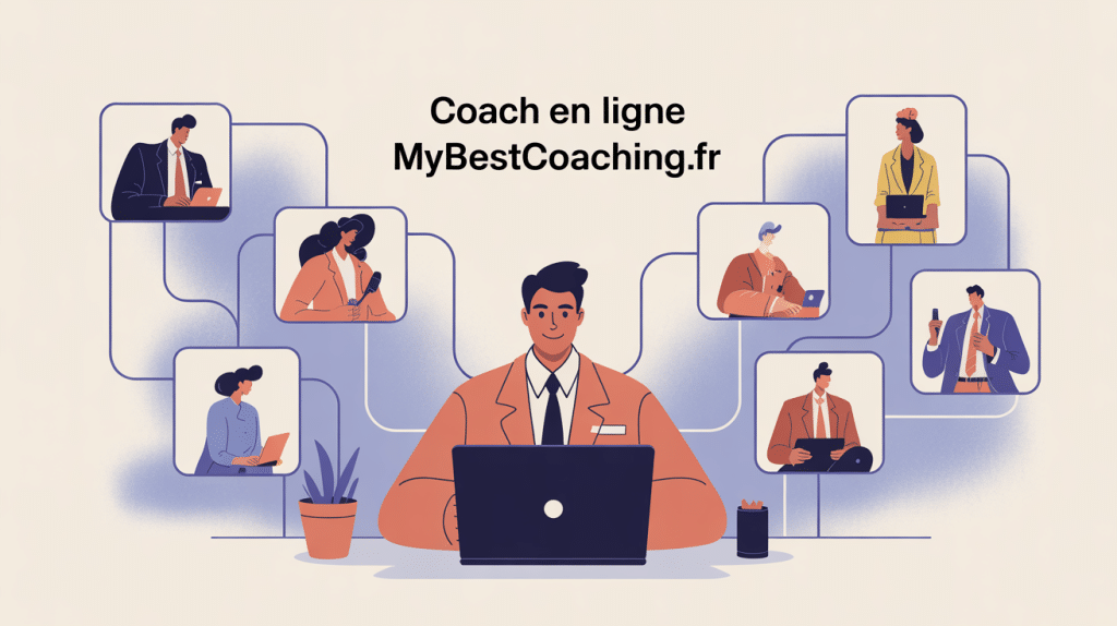 coach en ligne mybestcoaching.fr illustration vectorielle