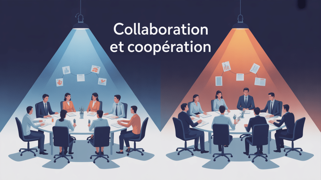 Visuel différence collaboration et coopération au travail