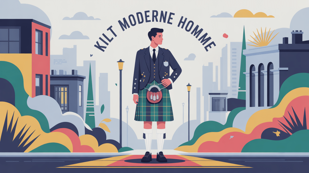 Kilt moderne homme en milieu urbain stylisé