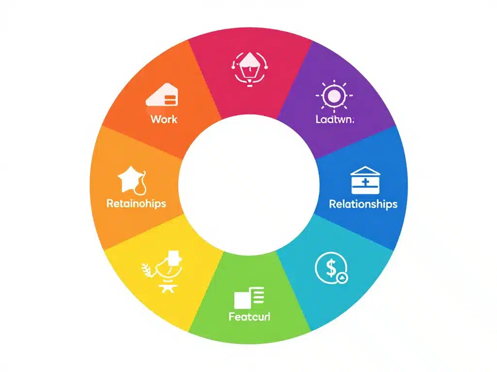diagramme conceptuel de la roue de la vie domaines clés