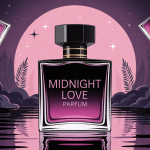 Illustration élégante Midnight Love parfum ambiance nocturne et raffinée