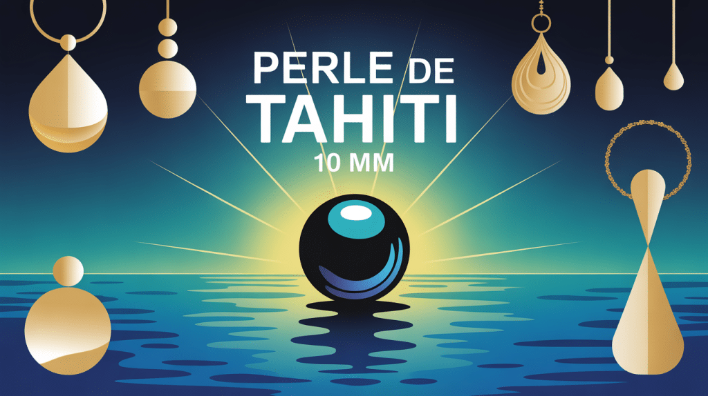Illustration prix perle Tahiti 10 mm, perle noire premium et bijoux