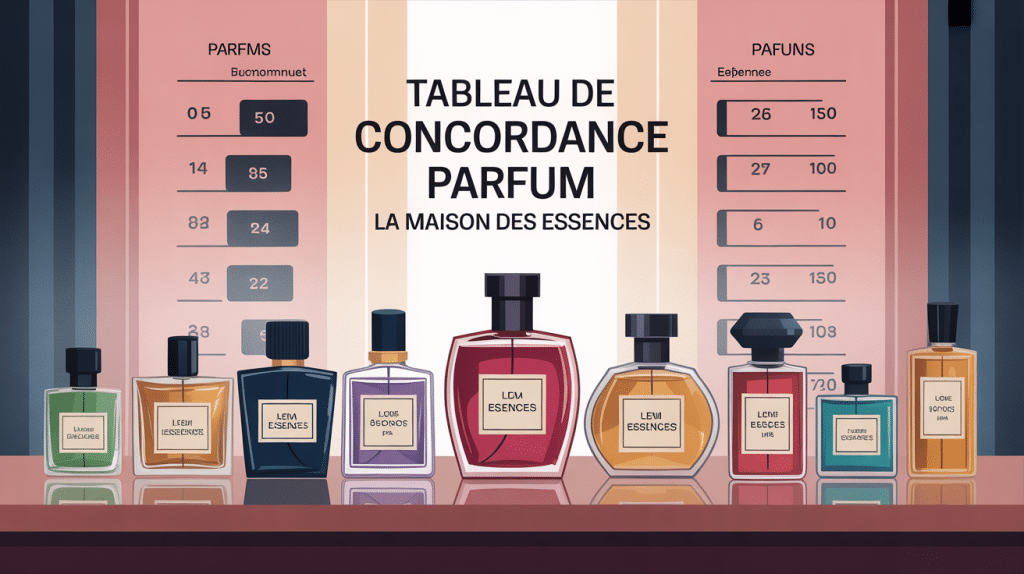 tableau de concordance parfum La Maison des Essences flacons comparatifs