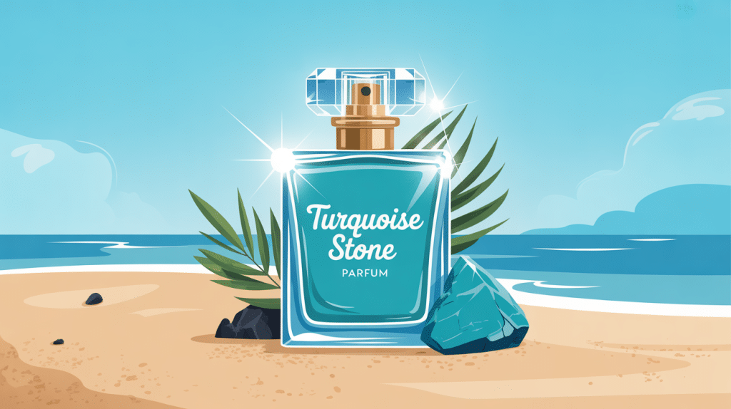 illustration turquoise stone parfum ambiance plage et pierre turquoise