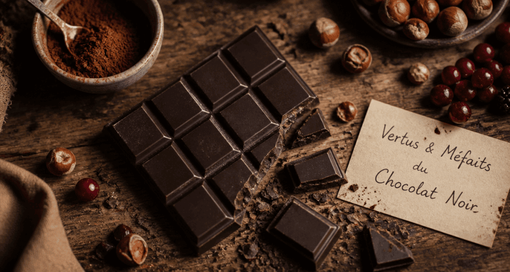 chocolat noir bienfaits et mefaits sur table