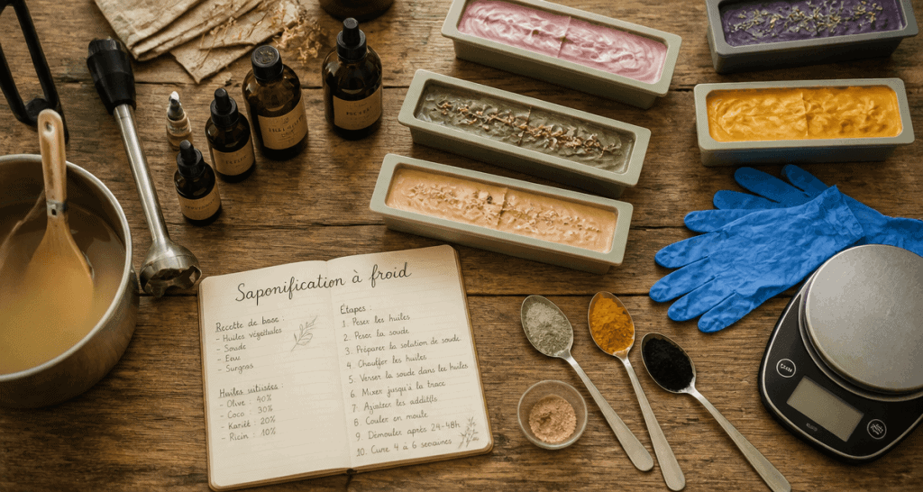 comment faire du savon saponification à froid sur table artisanale