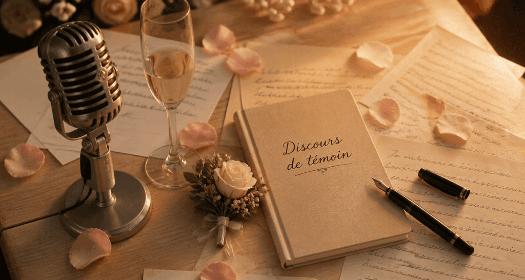 discours témoin mariage notes micro champagne