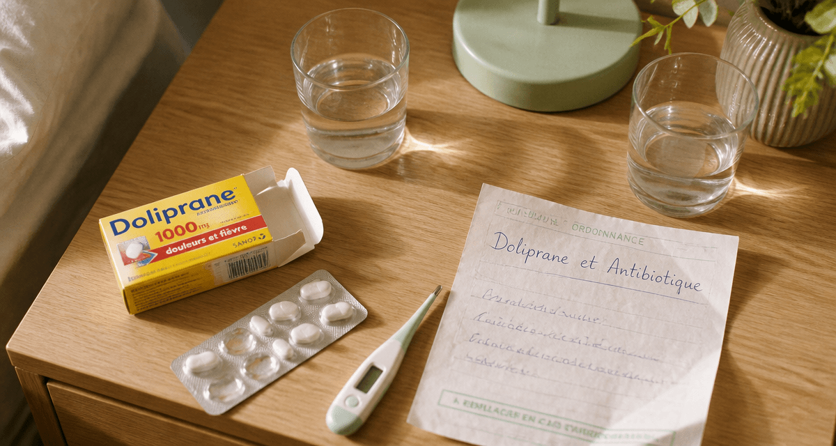 doliprane antibiotique sur table de nuit