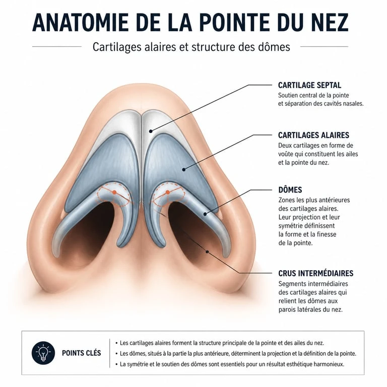 Schéma anatomique des cartilages alaires pour comprendre le nez bulbeux