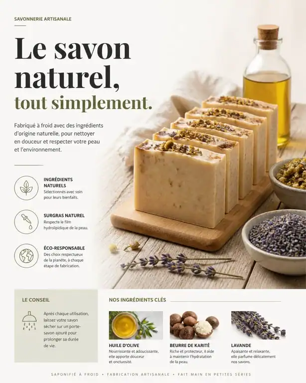 Savon artisanal fait maison selon la méthode de saponification à froid