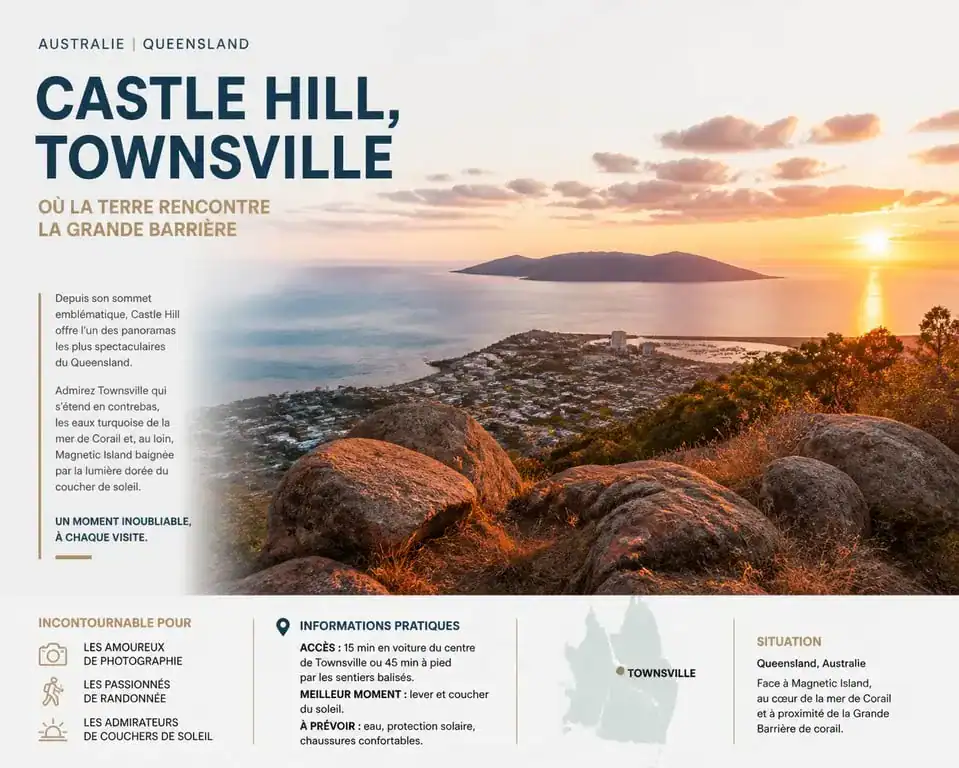 Vue panoramique de Castle Hill et Magnetic Island, destination touristique de Sokking en Australie