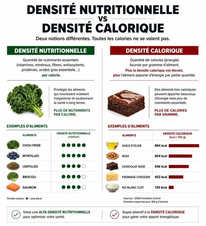 Infographie sur la densité nutritionnelle et calorique des aliments