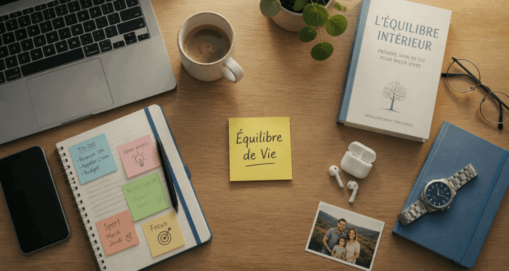 Bureau partagé illustrant l'équilibre de vie