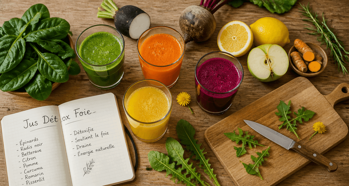 jus detox pour le foie verres ingrédients frais