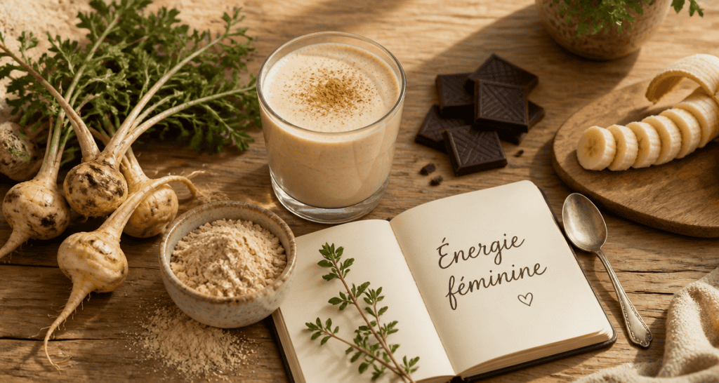 maca bienfaits femme racines poudre smoothie