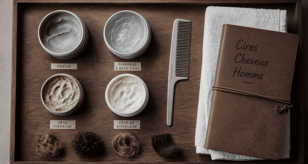 Meilleur cire cheveux homme pots textures vue dessus