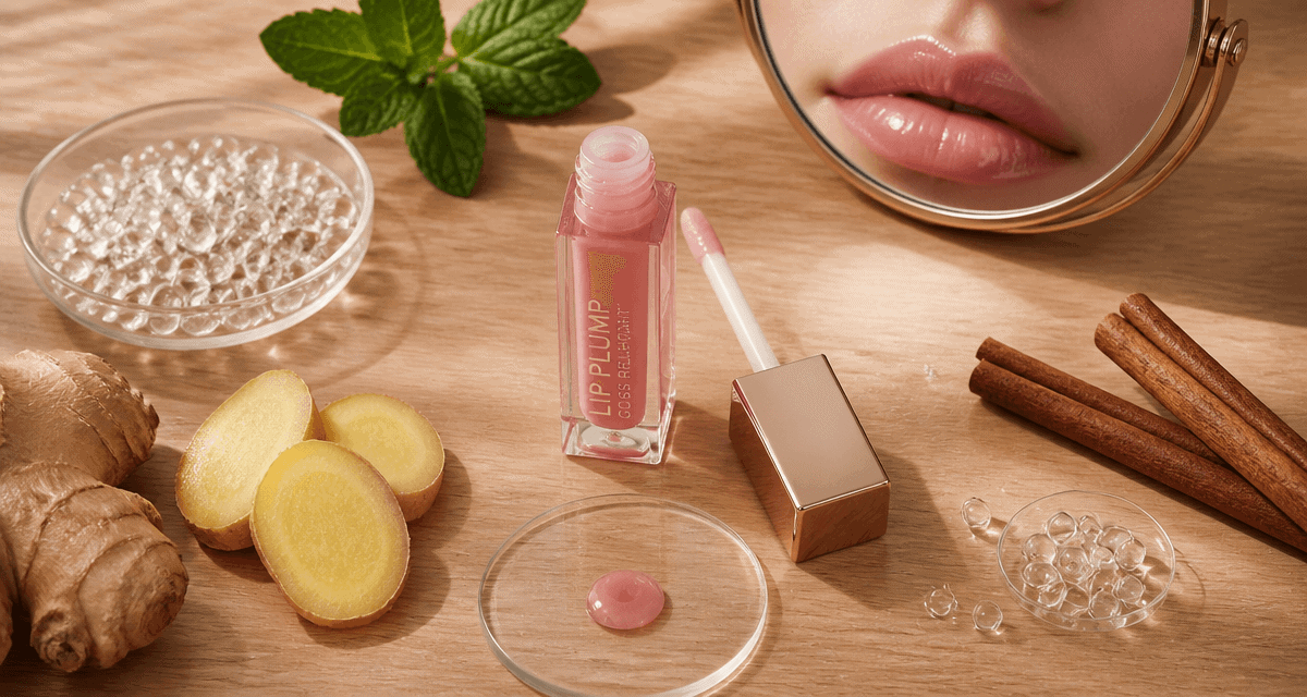 meilleur gloss repulpant flat lay ingrédients naturels
