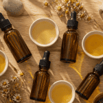 meilleure huile de massage flacons huiles naturelles table bois