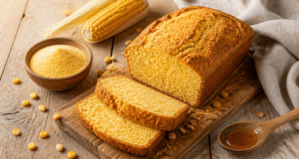 Pain au mais bon pour la sante tranche mie jaune croûte dorée