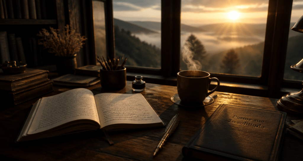 poeme sur la solitude carnet plume cafe