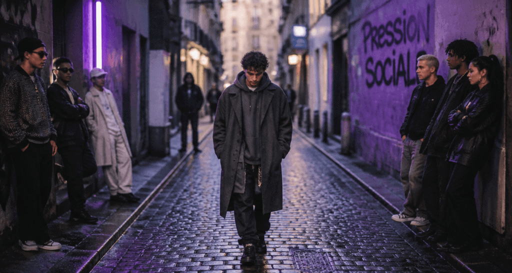 Jeune adulte seul sous pression sociale