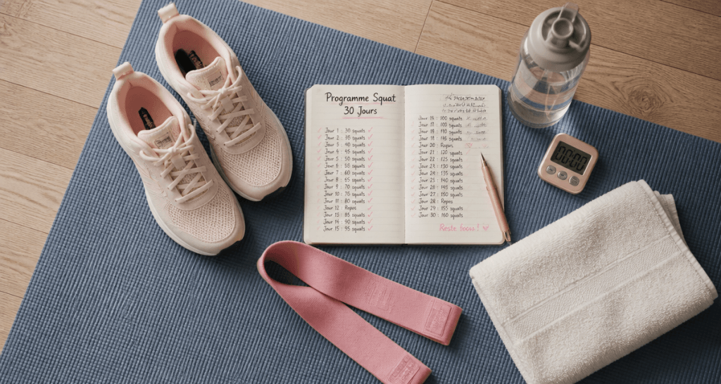 programme squat femme accessoires sur tapis