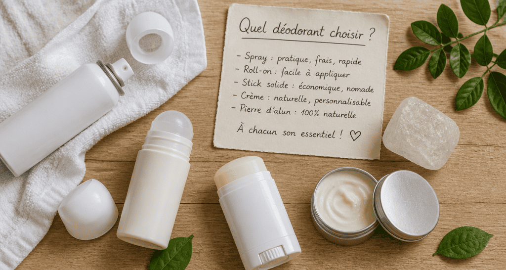 quel déodorant choisir, formats naturels sur table