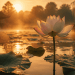 signification fleur de lotus sur étang doré