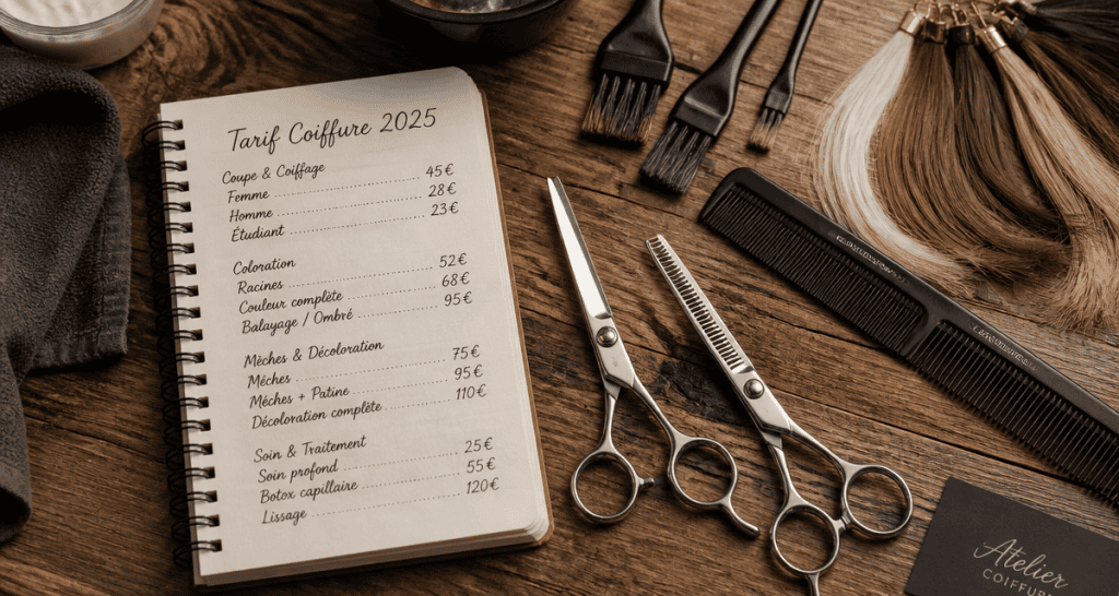 tarif coiffure 2025 outils coiffeur