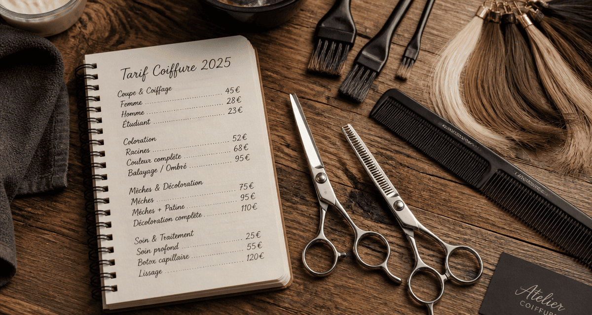 tarif coiffure 2025 outils coiffeur