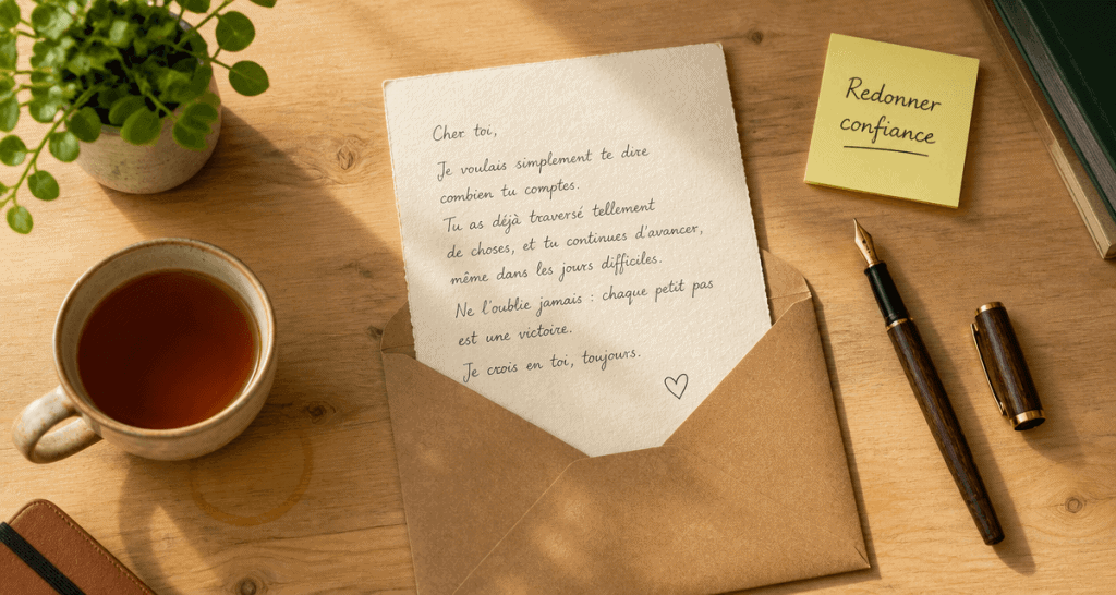 texte pour redonner confiance à quelqu un lettre sur bureau