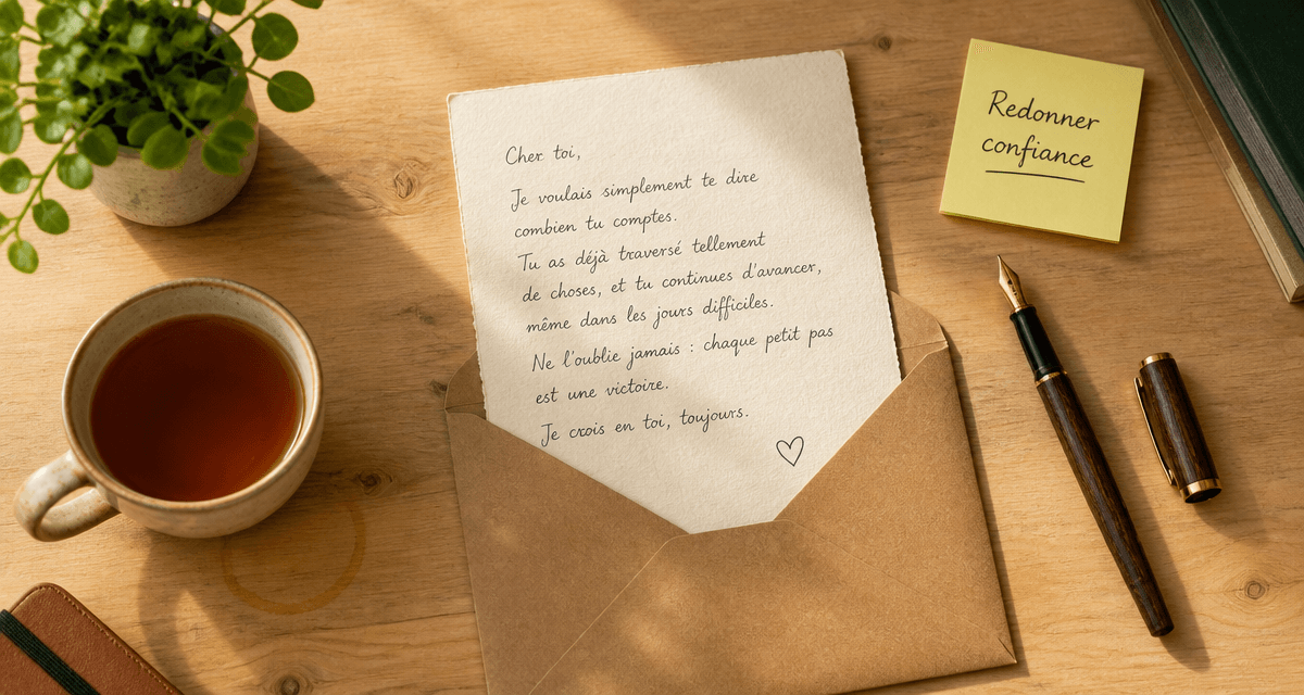 texte pour redonner confiance à quelqu un lettre sur bureau