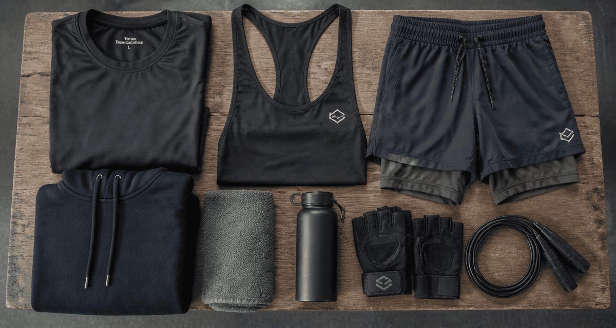 vetement musculation pour homme flat-lay
