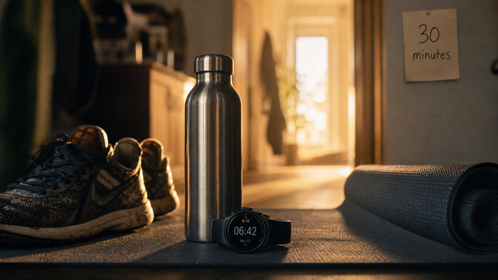 30 min de sport par jour : montre, gourde et tapis de yoga