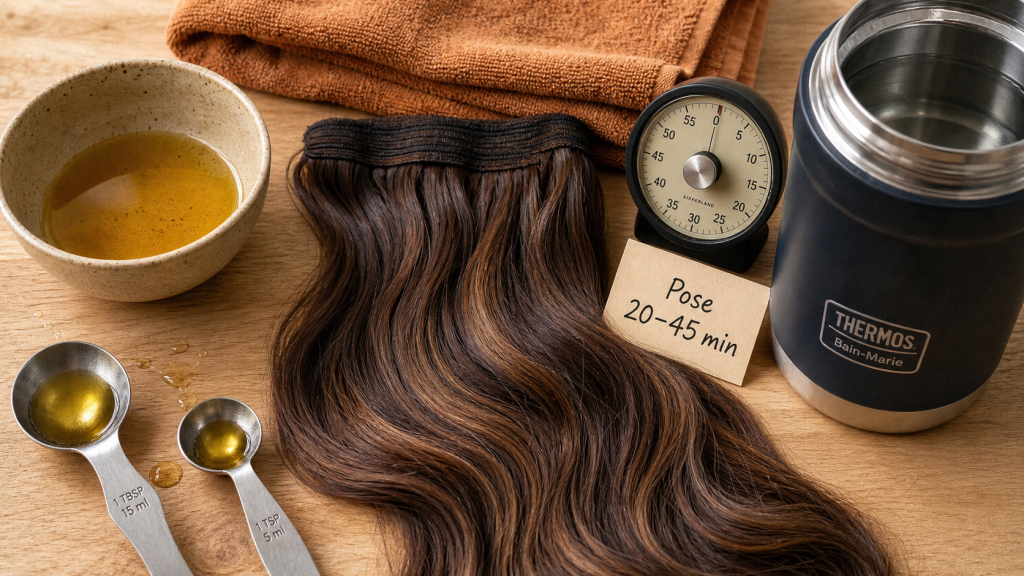 Bain d’huile cheveux : combien de temps de pose pour voir les résultats