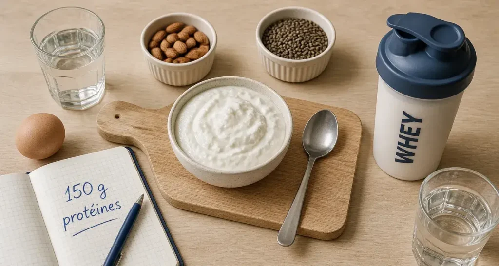 Comment manger 150 g de protéine par jour : menus types, skyr, œuf, whey