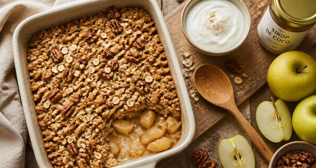 crumble healthy pomme avoine noix