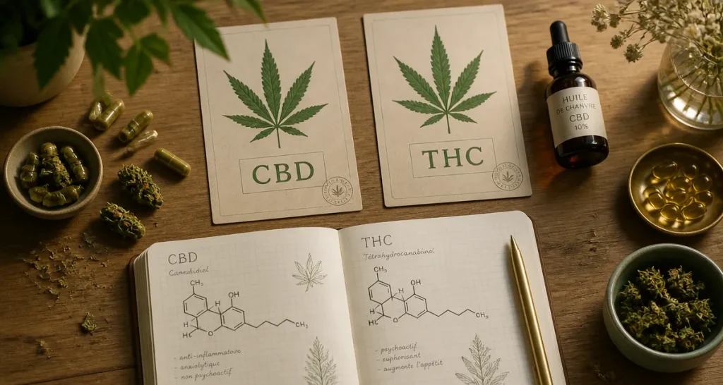 difference cbd et thc fiche comparative sur bureau