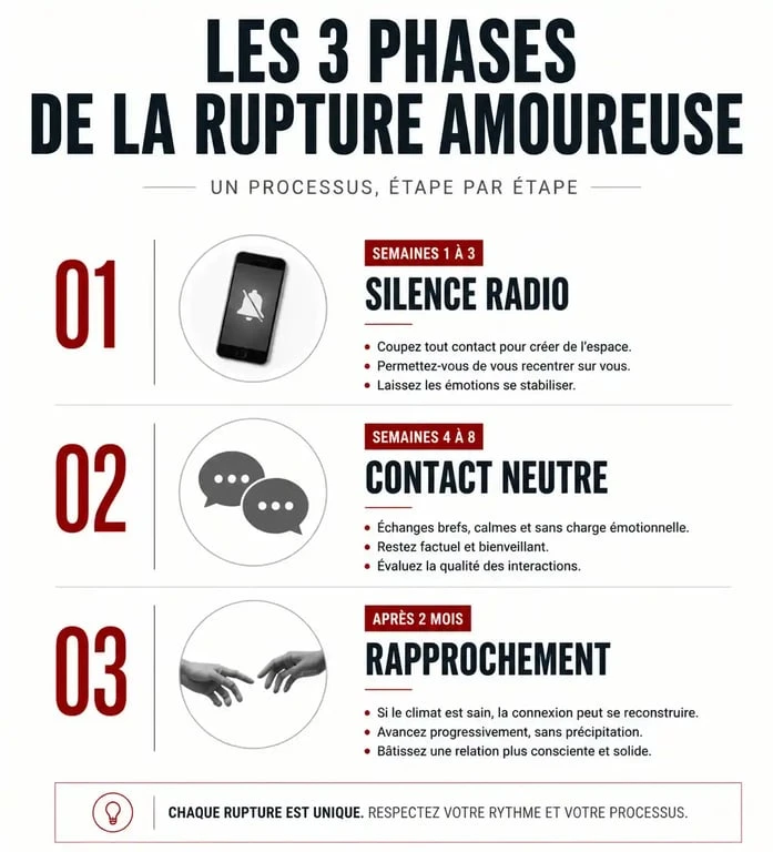 Infographie des étapes pour une petite attention pour récupérer son ex