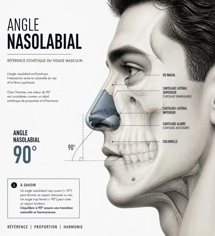 Schéma anatomique du profil masculin pour une rhinoplastie pour homme réussie