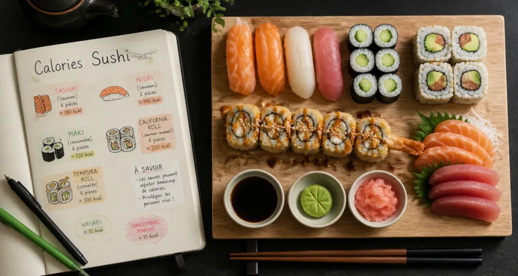 est ce que les sushis font grossir plateau sushi infographie calories