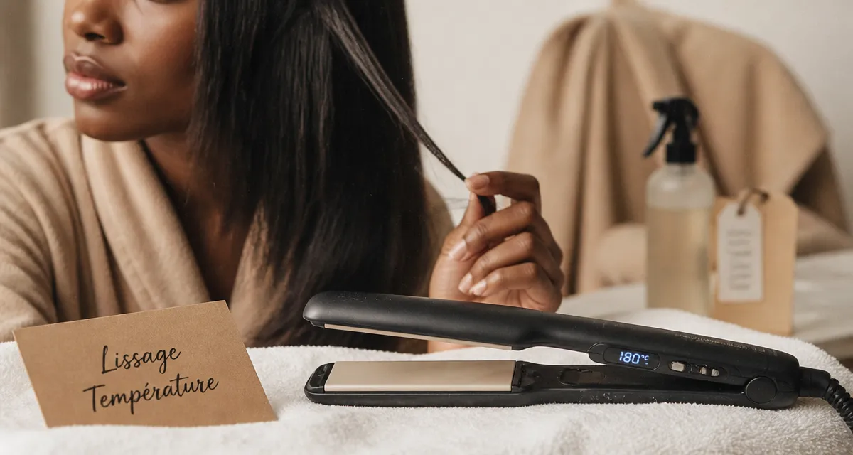 Lisseur cheveux afro avec plaques céramique tourmaline, température 180°C