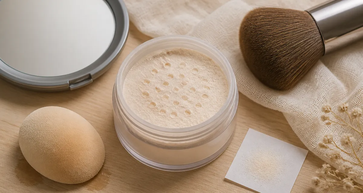 Meilleure poudre libre pour un teint flouté sans effet plâtre : poudre et pinceau kabuki