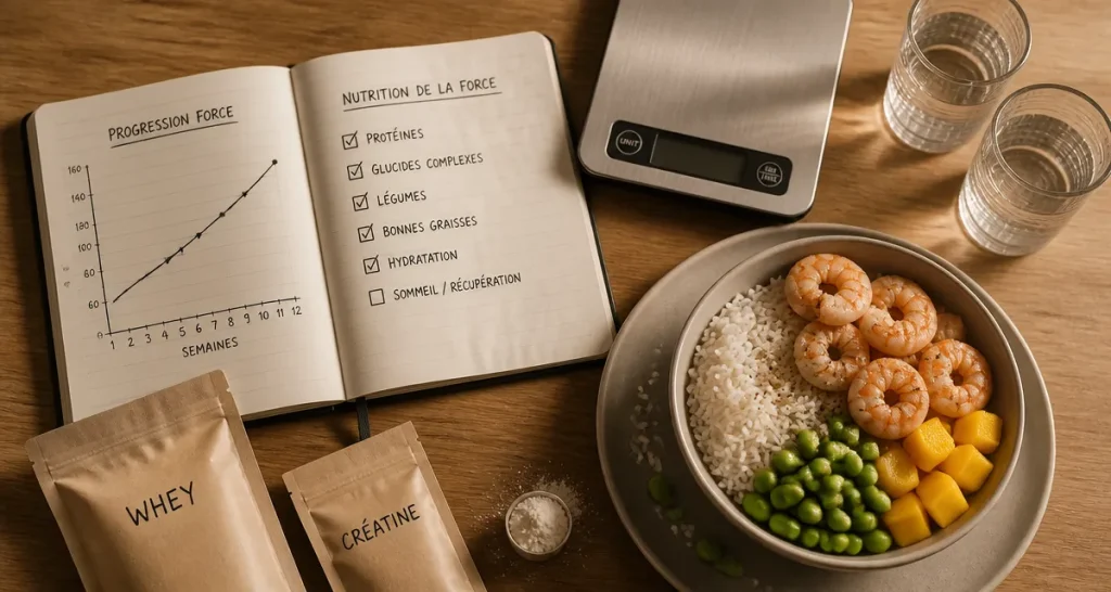 Nutrition de la force : carnet, check-list et repas post-entraînement
