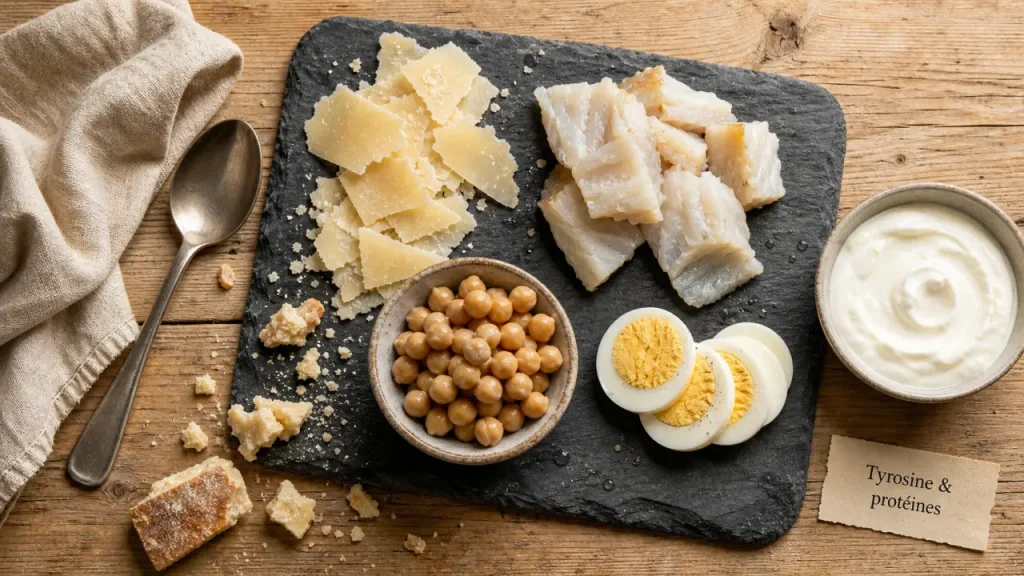 Tyrosine et concentration : parmesan, morue salée et autres sources utiles au quotidien