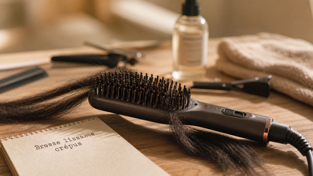 Brosse lissante cheveux crépus avec picots souples, 200°C max